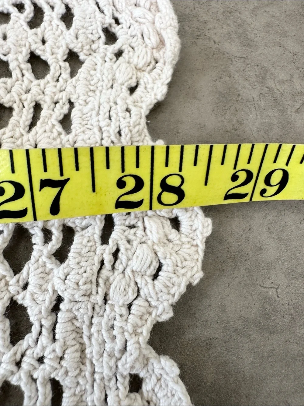 Handmade Cotton Crochet Table Runner in White Cream Elegant Dining Accent 28.5”